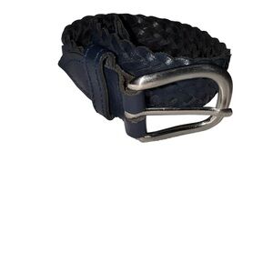 Navy Blue Genuine Leather Braided Belt Size 20-22